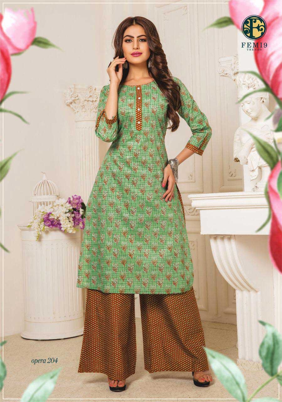 Opera Vol 2 By Femi9 Rayon Print Beautiful Kurtis With Palazzo Set Opera Vol 2 By Femi9 Rayon Print Beautiful Kurtis With Palazzo Set
